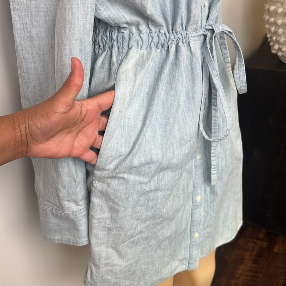 Adam Lippes chambray knee-length long sleeve Shirt Dress 10 - Picture 4 of 9